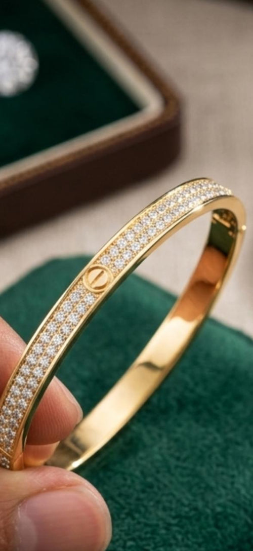 Diamond-Studded Gold Bangle