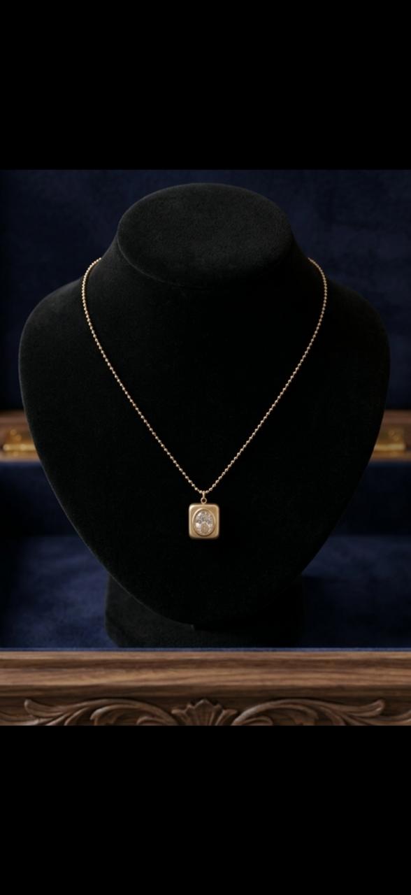 Minimalist Square Charm Gold Necklace