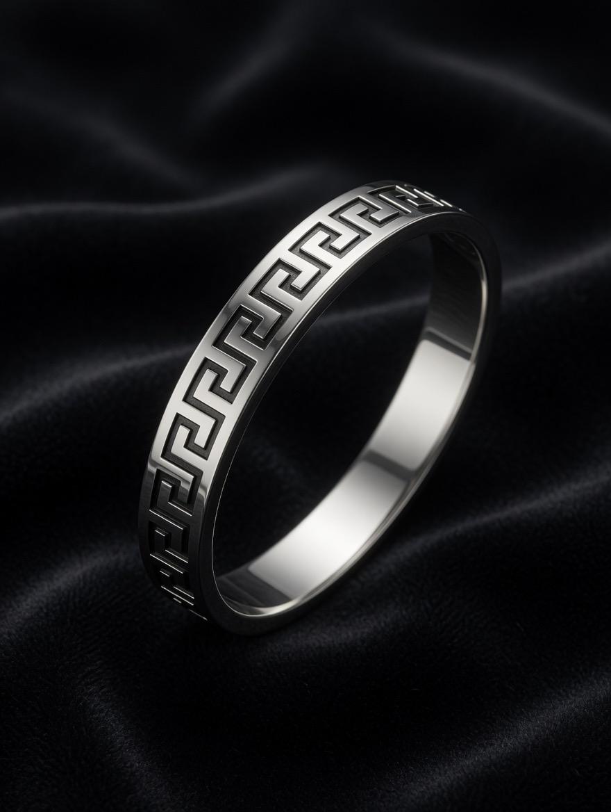 Modern Greek Key Silver Bracelet