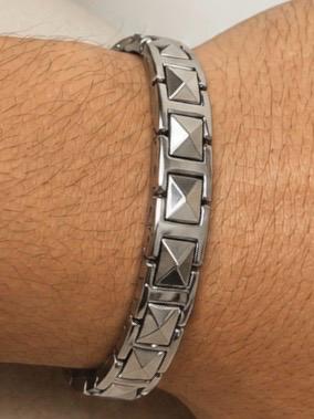 Pyramid Stud Link Bracelet (Sliver & Black)
