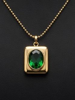 Elegant Green Stone Gold Pendant Necklace