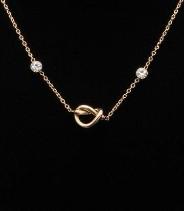 Elegant Gold Knot Necklace with Crystal Accents – Minimalist Dainty Chain for Women