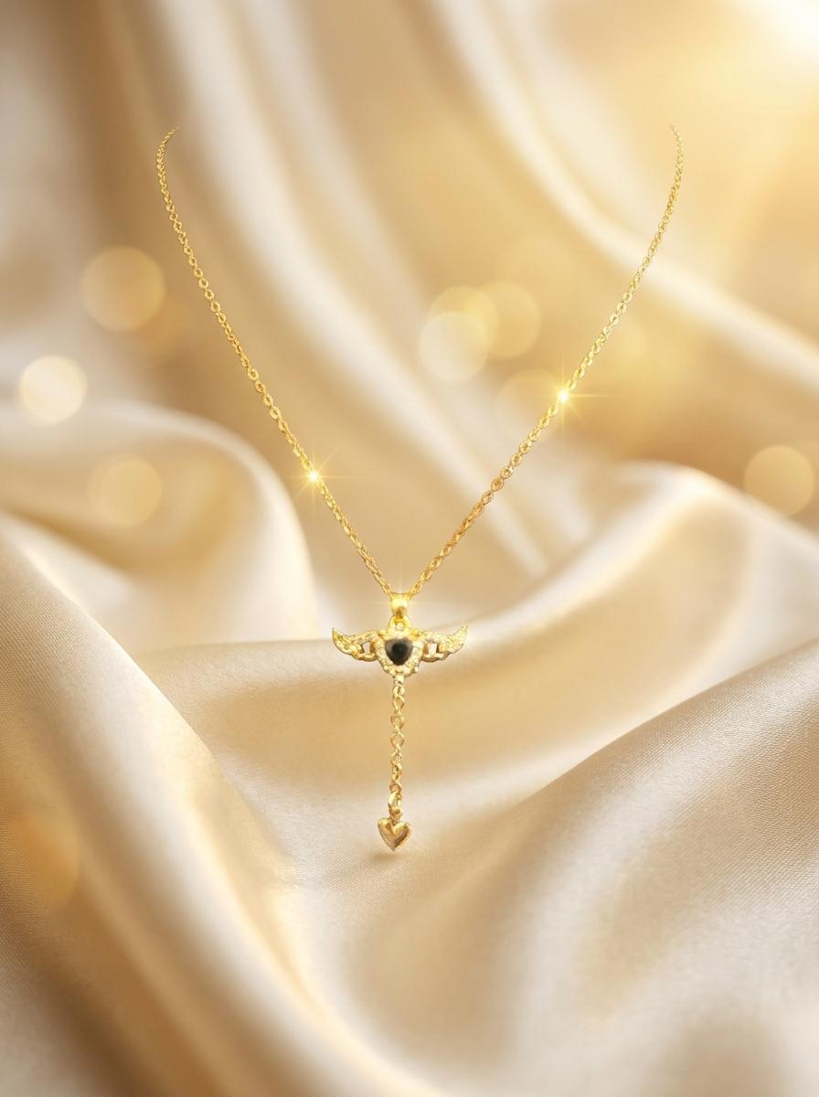 Elegant Wing Heart Drop Necklace