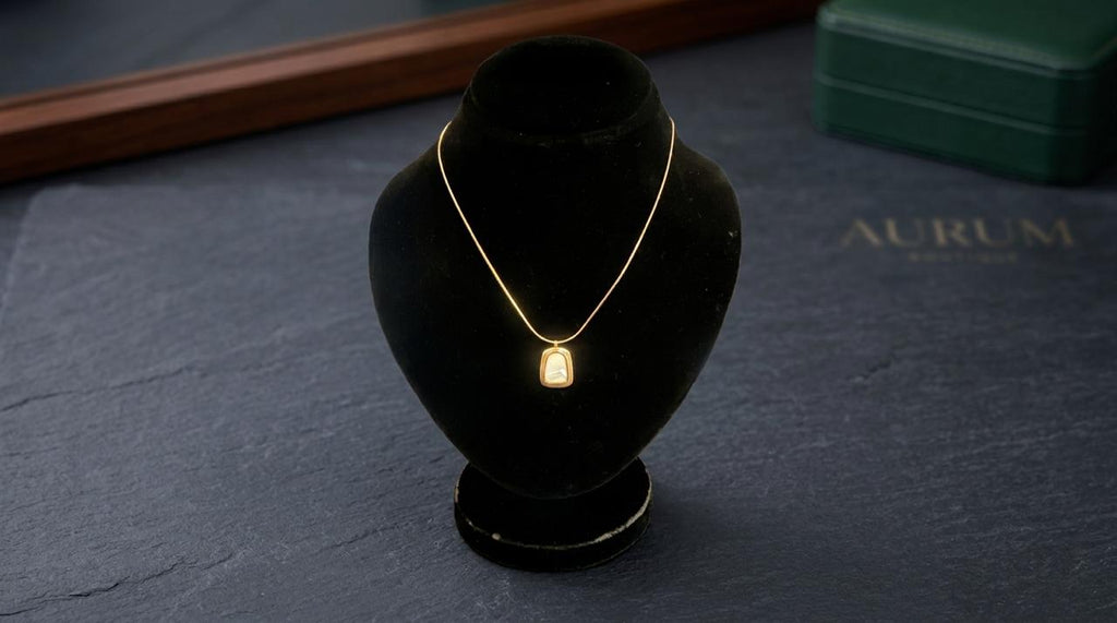 Minimalist Gold Geometric Pearl Pendant Necklace