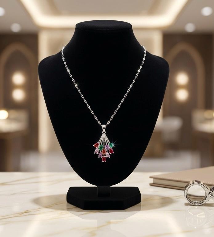 Elegant Multicolor Drop Pendant Necklace for Women