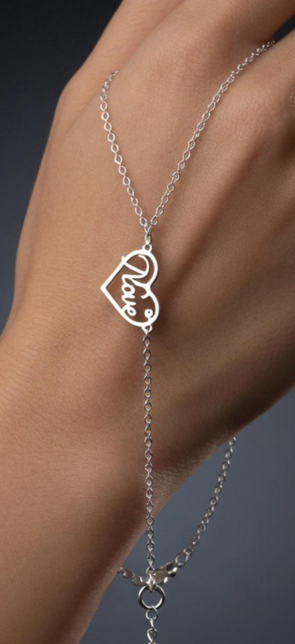 Love Heart Hand Chain Bracelet for Women – Adjustable Finger Bracelet Jewelry